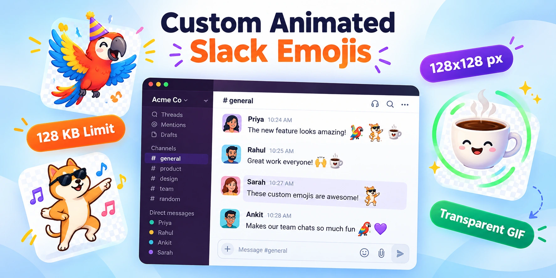 How to Create Custom Slack Emojis & Animated Statuses from GIFs (128KB Guide)